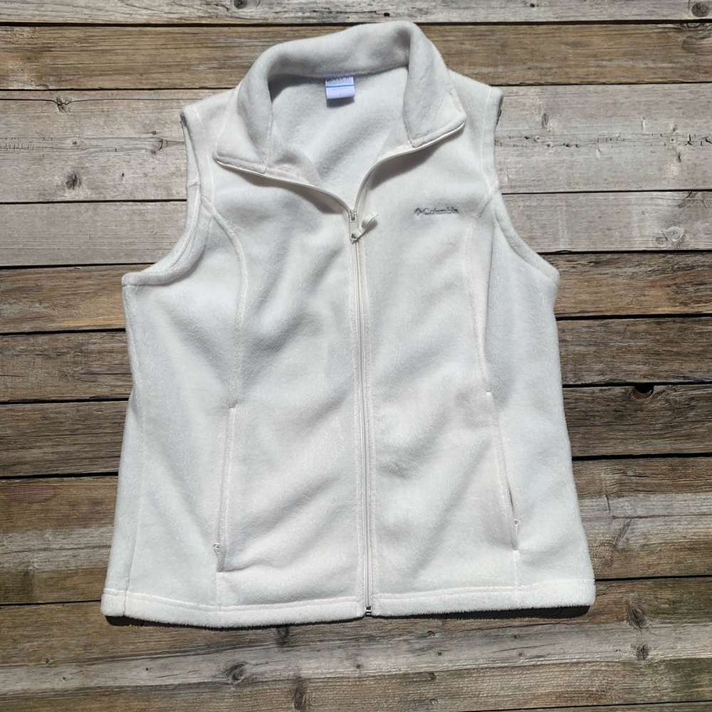 COLUMBIA • White Fleece Vest With Pockets